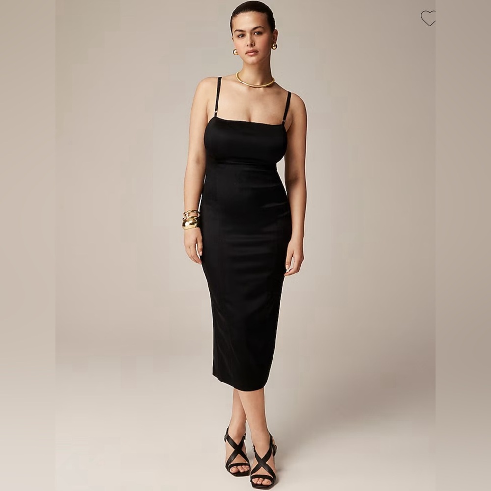 Jcrew Collection fitted midi dress in stretch satin